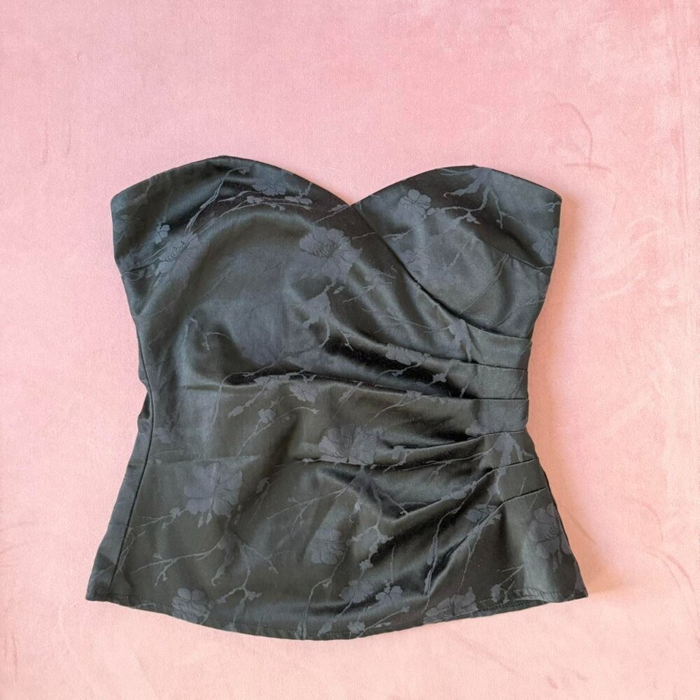 Black Satin Ruched Corset